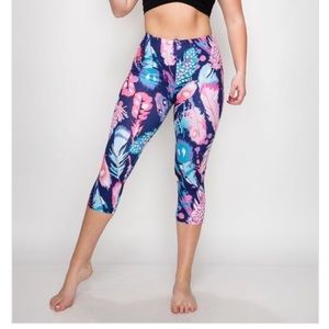 Feather legging capris plus size multi colored